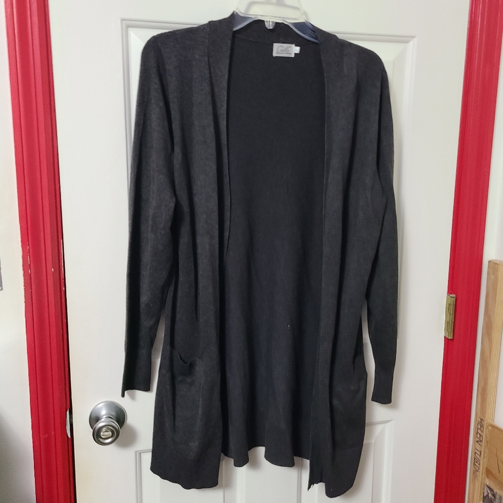 Mid-Weight Long Sleeve Dark Grey Cardigan